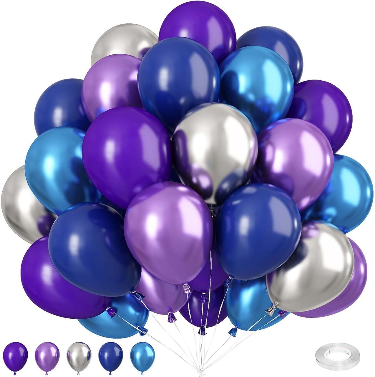 50PCS Blue Purple and Silver Balloons,12 inch Blue Purple and Silver Balloon Arch Kit Party Decorations,Suitable for Birthday Party Space Theme Decorations Baby Shower Supplies